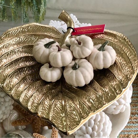 NWT Large Gold Tropical Leaf Display Bowl - Picture 4 of 8